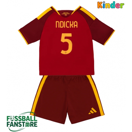 AS Roma Evan Ndicka #5 Replik Heimtrikot Kinder 2026-27 Kurzarm (+ Kurze Hosen)